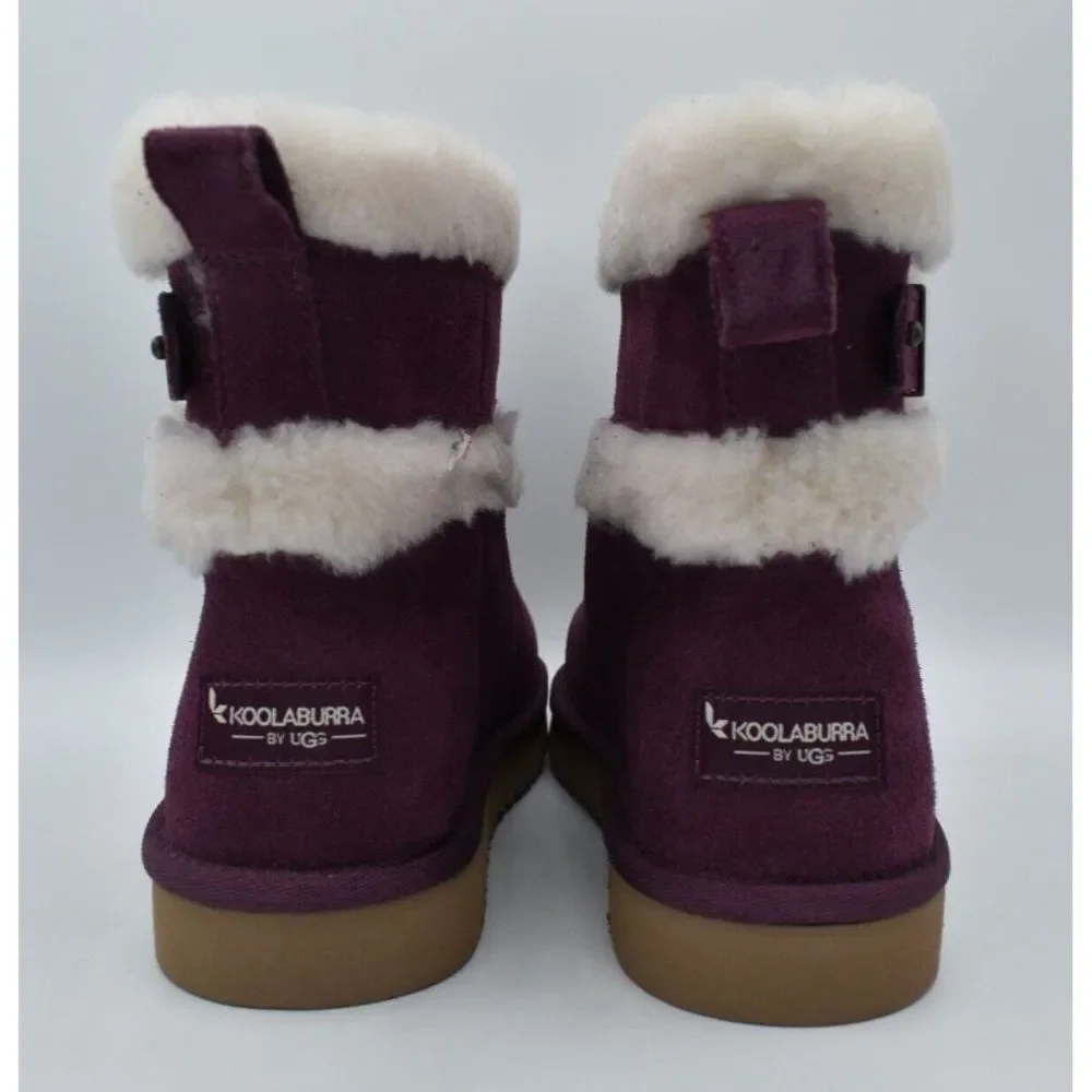 Koolaburra Womens Size 7 Barlee Plum Purple Suede Mini Boots Booties‎ Shoes